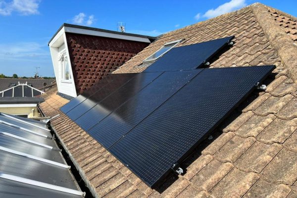 Array of 6 Eurener solar panels installed on roof
